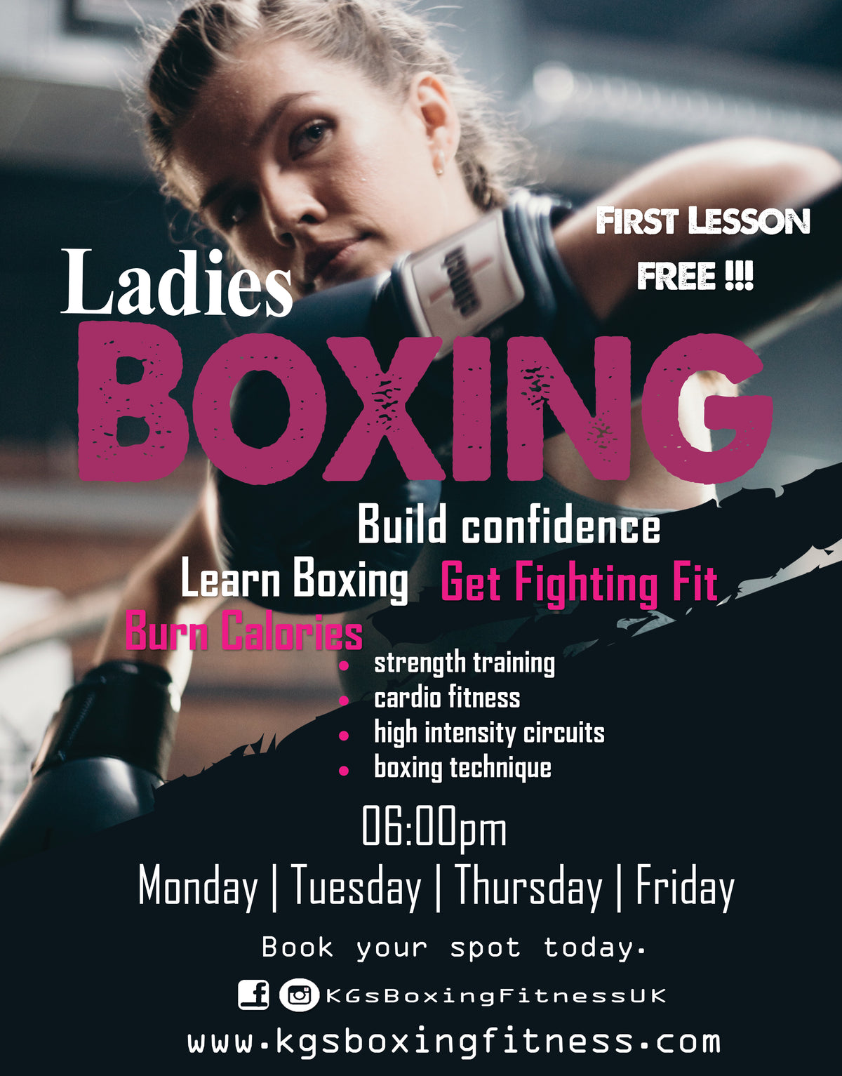 KGS Ladies Boxing · Mon–Fri 6:00–7:00pm