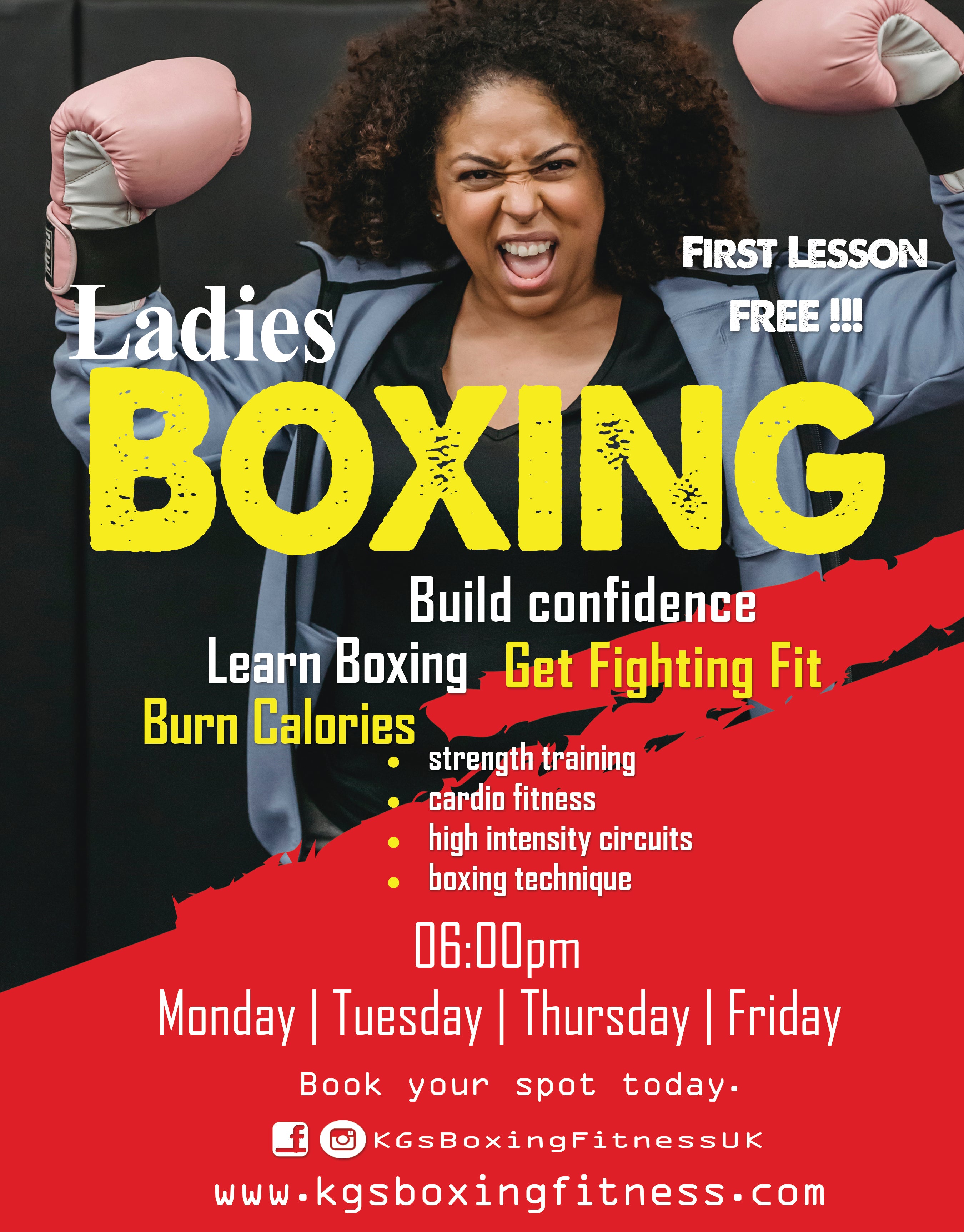KGS Ladies Boxing · Mon–Fri 6:00–7:00pm
