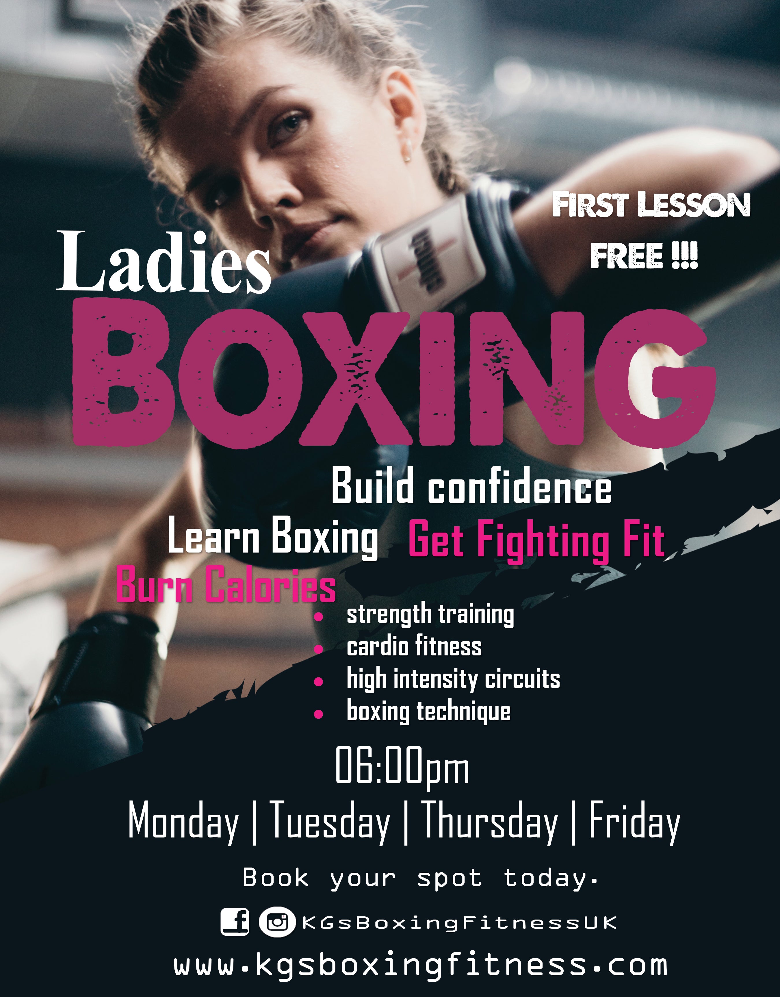 KGS Ladies Boxing · Mon–Fri 6:00–7:00pm